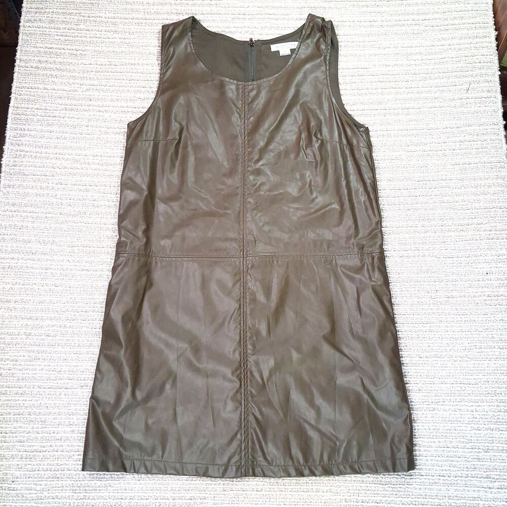 ​Loveriche Dress Womens Large L Olive Green Faux Leather Sleeveless Mini...